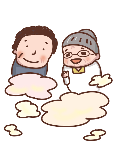 故人様を思いながら家族で笑顔を交わすイラスト