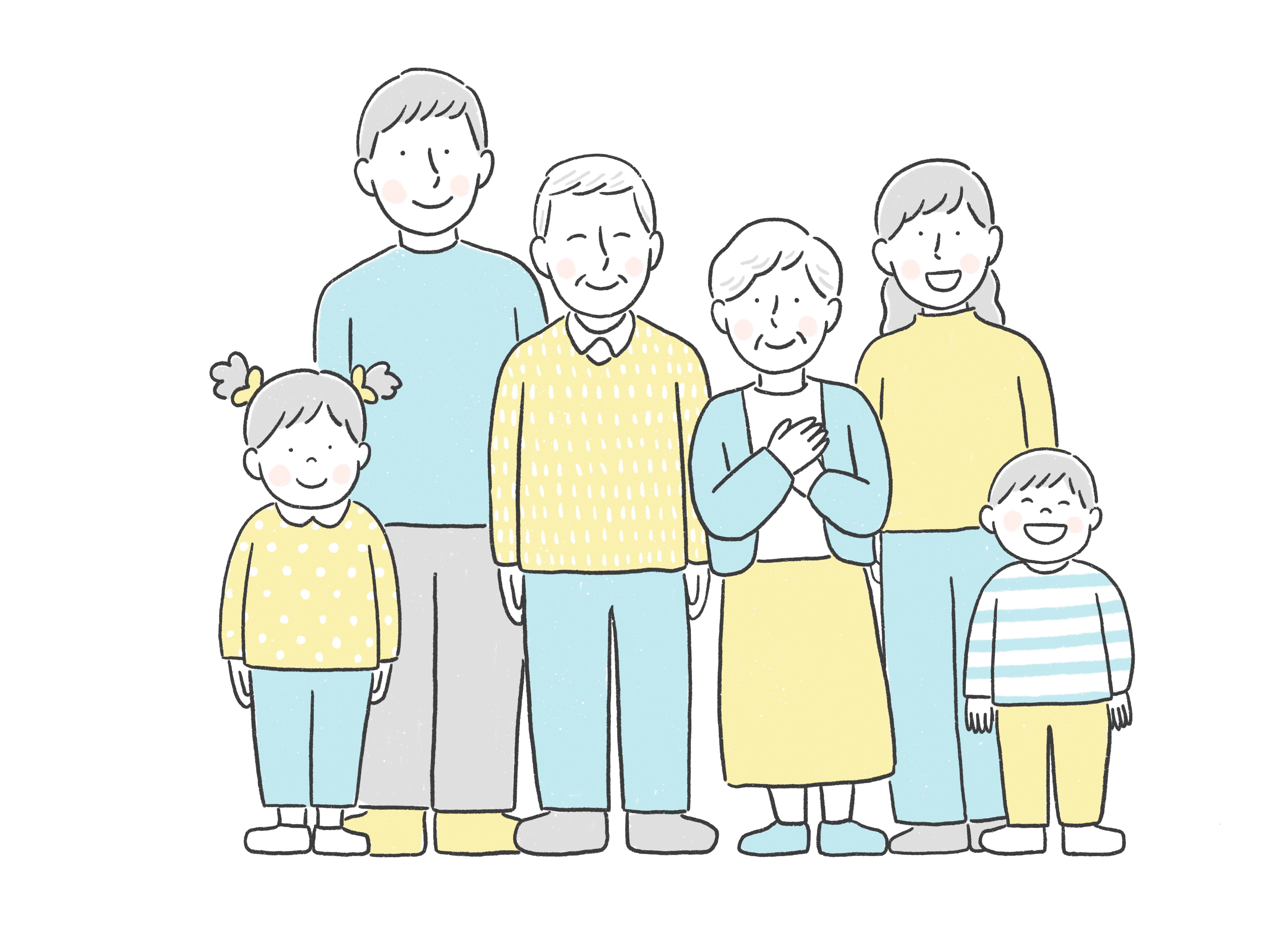 家族みんなで故人様を想うイラスト