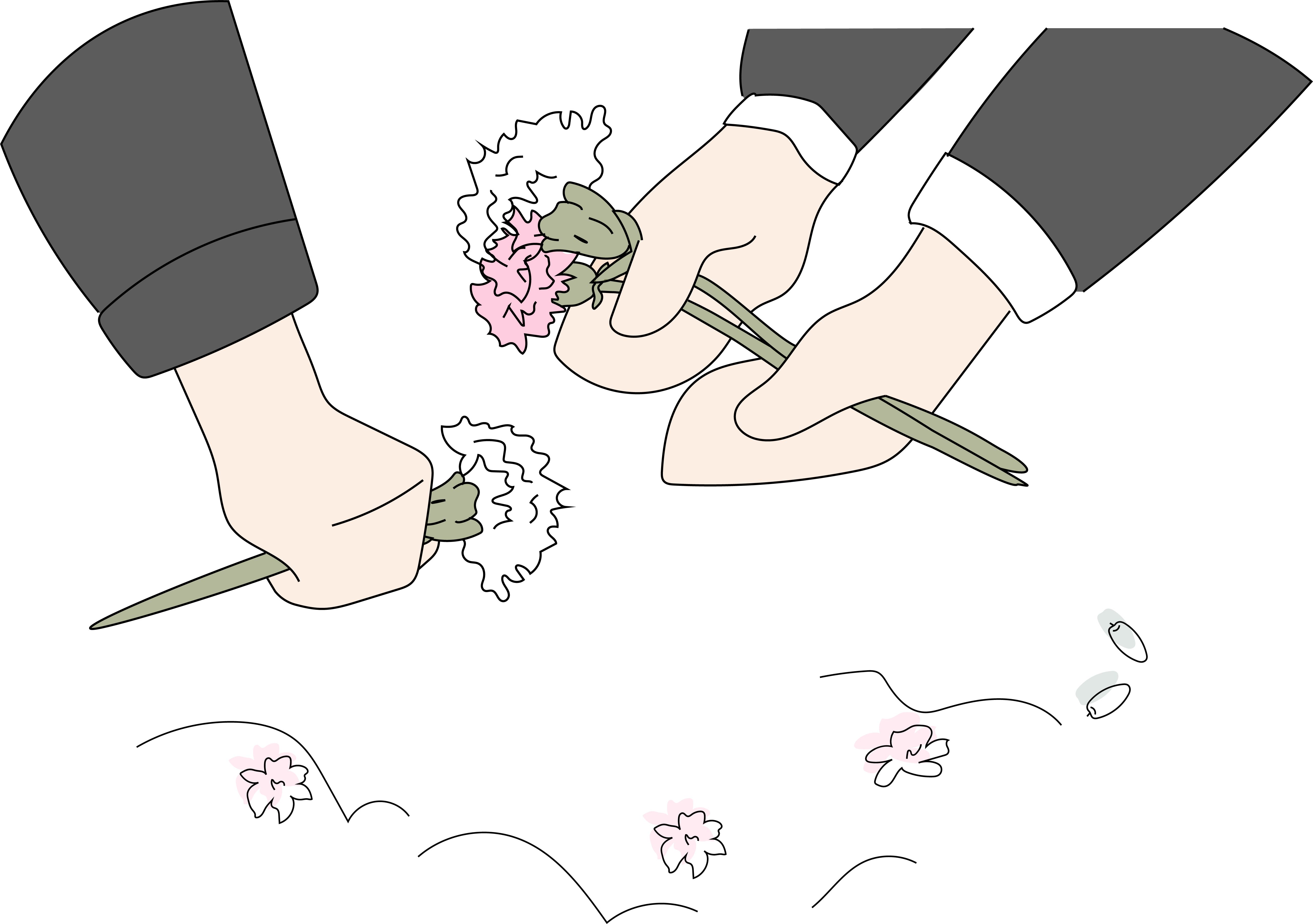 お花を手向けるイラスト
